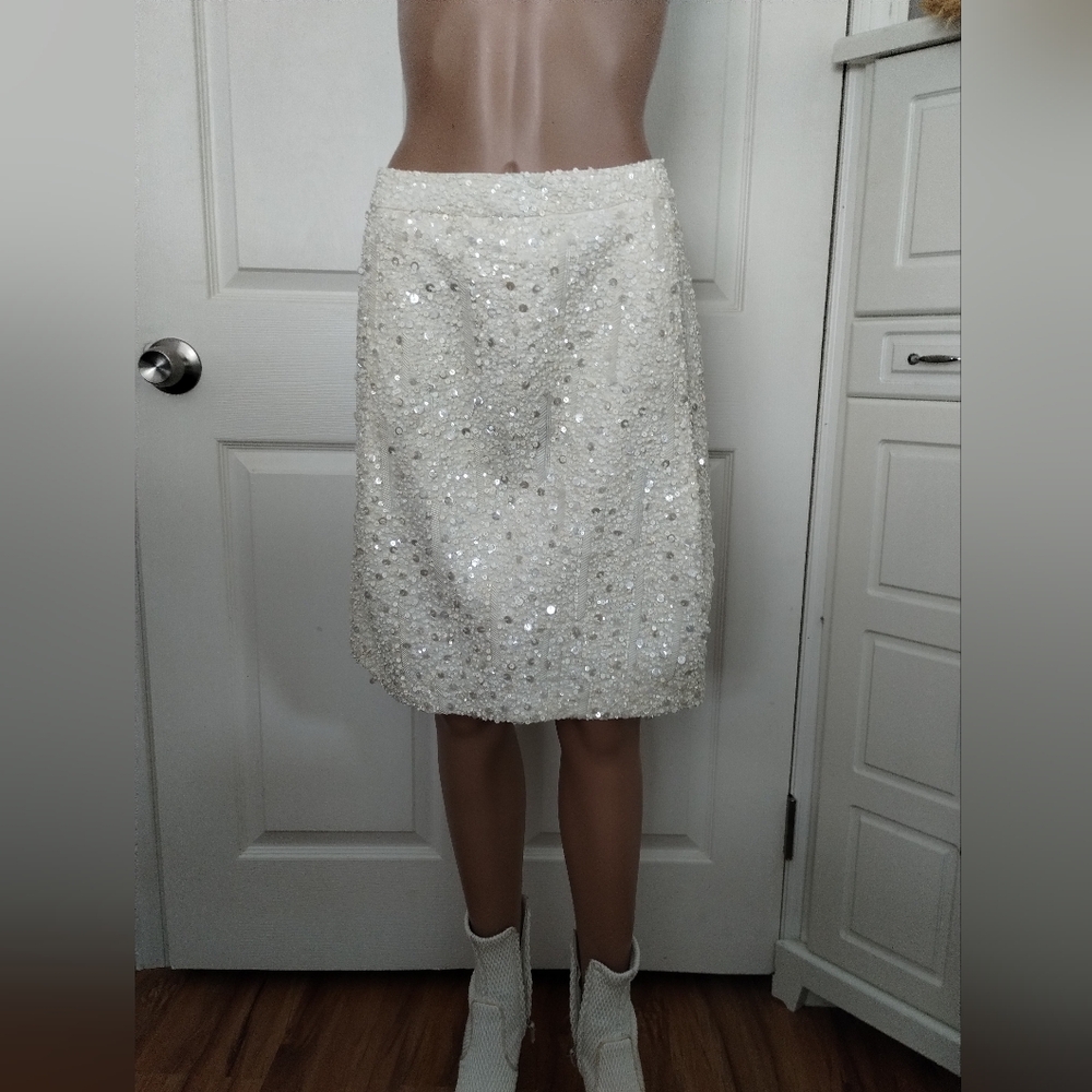Ports 1961 Elegant Cream Sequin Skirt 6